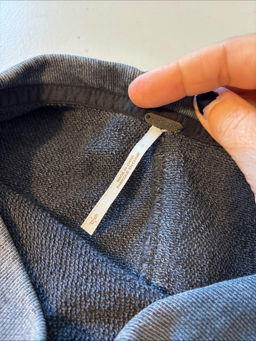 Free People Grey Mock Neck Sweatshirt Size Small Distressed Grunge Whimsigoth - Picture 10 of 11